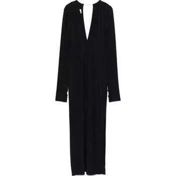 Платье с V-образным вырезом и длинными рукавами MM6 Maison Margiela, черный