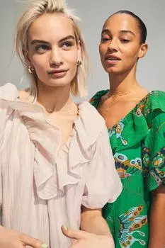 Платье с V-образным вырезом и пышными рукавами H&amp;M, светло-фиолетовый
