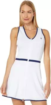 Платье с V-образным вырезом, контрастной окантовкой и молнией спереди Original Penguin Golf, ярко-белый