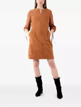 Платье с V-образным вырезом Poche Paris, коричневый