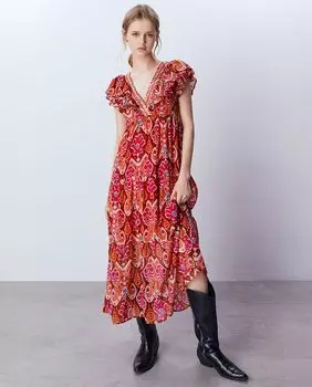Платье с V-образным вырезом Sfera, красный