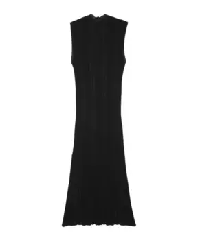 Платье S в рубчик с высоким воротником Alysi, черный