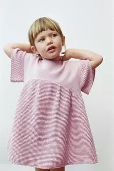 Платье с вафельной текстурой ZARA, цвет Pink/Mauve