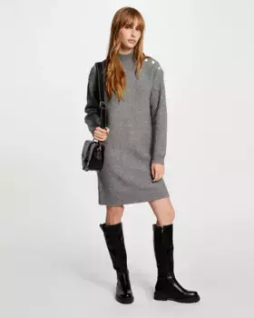 Платье с водолазкой крупной вязки Morgan, серый