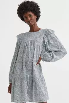 Платье с воланами H&amp;M, голубой/маленькие цветы