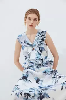 Платье с воланами H&M, белый