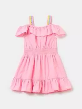 Платье с воланами и эластичными бретелями Love Therapy, цвет pink