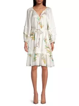 Платье с воланами и цветочным принтом Kobi Halperin, цвет Ivory Multi