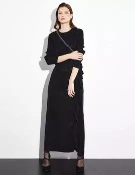 Платье с воланами из жаккардового камня, черное Kayra