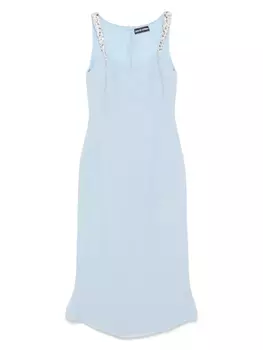 Платье с воланами, расшитое кристаллами-коготками David Koma, синий
