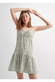 Платье с воланами с узором Mango, оранжевый