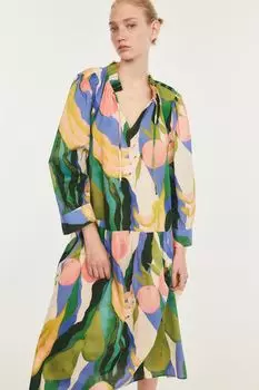 Платье с воланным воротником H&M, синий