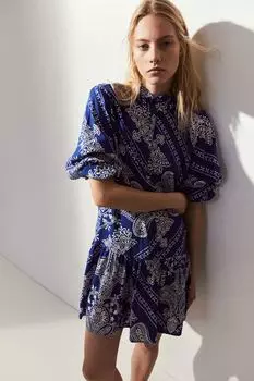 Платье с воланным воротником H&M, синий
