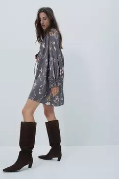 Платье с воланным воротником H&M, серый