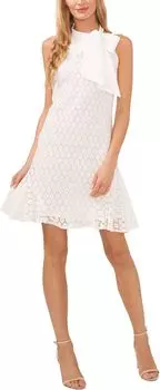 Платье с воротником-бретелькой и бантом CeCe, цвет New Ivory