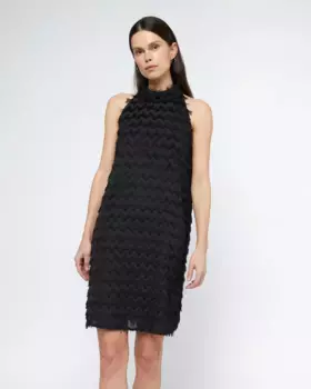 Платье с воротником-бретелькой и бахромой Wild Pony, черный