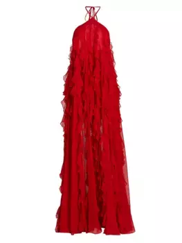 Платье с воротником халтер и оборками Patbo, цвет poppy