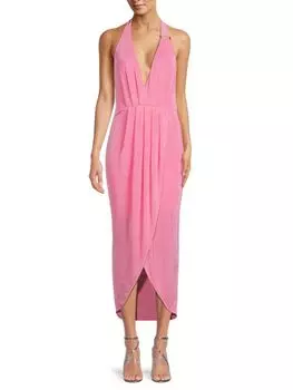 Платье с воротником-халтер и тюльпаном Bebe, розовый