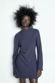 Платье с воротником хомутом H&M, синий