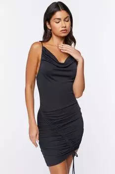 Платье с воротником-хомутом и рюшами Forever 21, черный