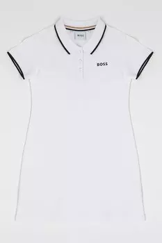 Платье с воротником и логотипом Boss Kidswear, белый