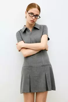 Платье с воротником и молнией спереди H&M, серый