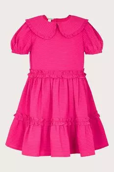 Платье с воротником и оборками Monsoon, розовый