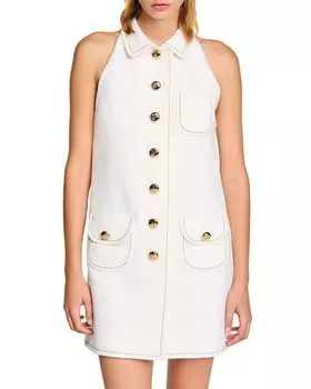 Платье с воротником «Питер Пэн» Sandro, слоновая кость/кремовый