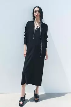 Платье с воротником-поло из коллекции ZW ZARA, черный