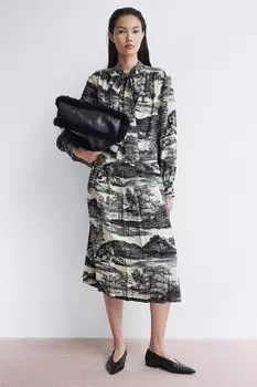 Платье с воротником-стойкой H&M, бежевый