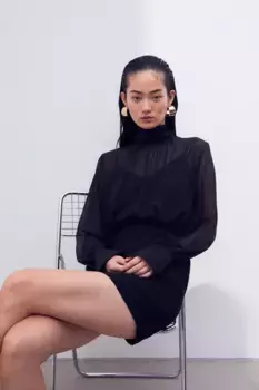Платье с воротником-стойкой H&M, черный