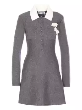 Платье с воротником-стойкой и цветочным узором Self-Portrait, серый