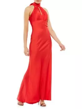 Платье с воротником-стойкой и вырезом в виде замочной скважины Mac Duggal, красный