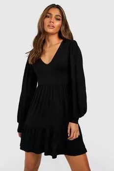 Платье с воздушными рукавами Boohoo, черный