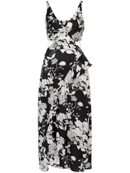 Платье с вырезами и цветочным принтом Maje, черный