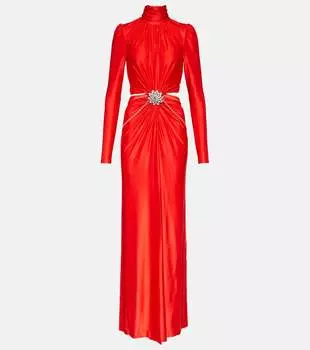 Платье с вырезами и декором Rabanne, красный