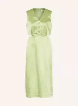 Платье с вырезами и льном Sandro, зеленый