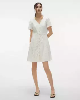 Платье с вырезанными дизайнерскими пуговицами Vero Moda, белый