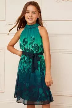 Платье с вырезом бретелькой и принтом Love & Roses, синий