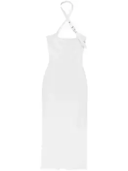 Платье с вырезом халтер и декоративной пряжкой The Attico, белый