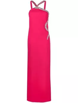 Платье с вырезом халтер и кристаллами Amen, розовый