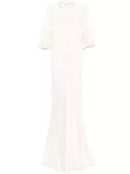 Платье с вырезом халтер и открытой спиной Michelle Mason, белый