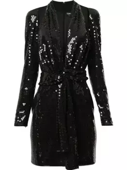 Платье с вырезом халтер и пайетками TOM FORD, черный