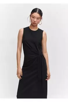 Платье с вырезом и бантом Mango, черный