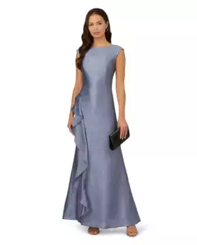 Платье с вырезом и оборками Adrianna Papell, синий