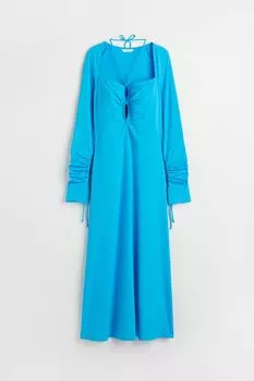 Платье с вырезом и застежкой на шее H&amp;M, лазурный