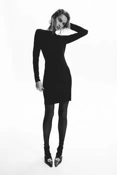 Платье с вырезом лодочкой H&M, черный