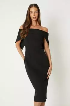 Платье с вырезом лодочкой-накидкой Coast, черный