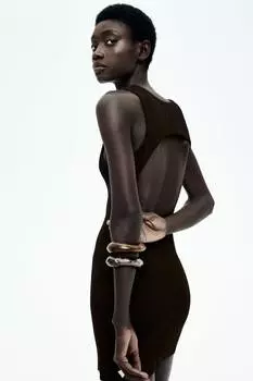 Платье с вырезом сзади H&M, коричневый