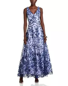 Платье с вышитой 3D аппликацией Eliza J, синий